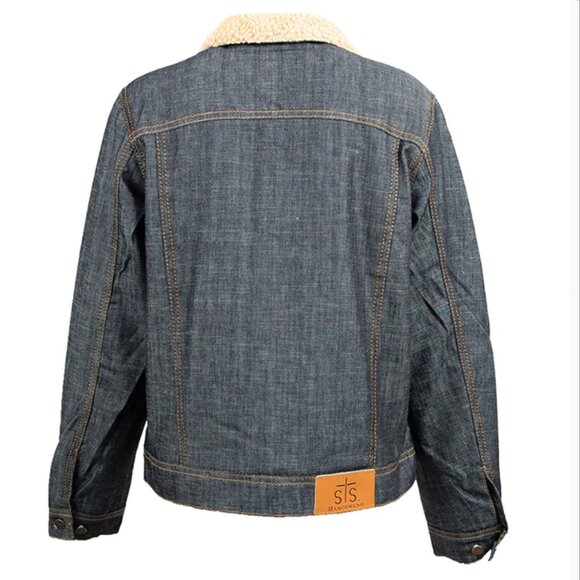 STS Ranchwear Women's Denim Jacket, Medium  Sherpa Fleece Lining and Collar NEW - Picture 4 of 8